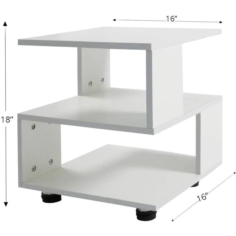 Tatami Magic Cube Nightstands with Classic Modern 2-Tier Rectangle Hollow Design
