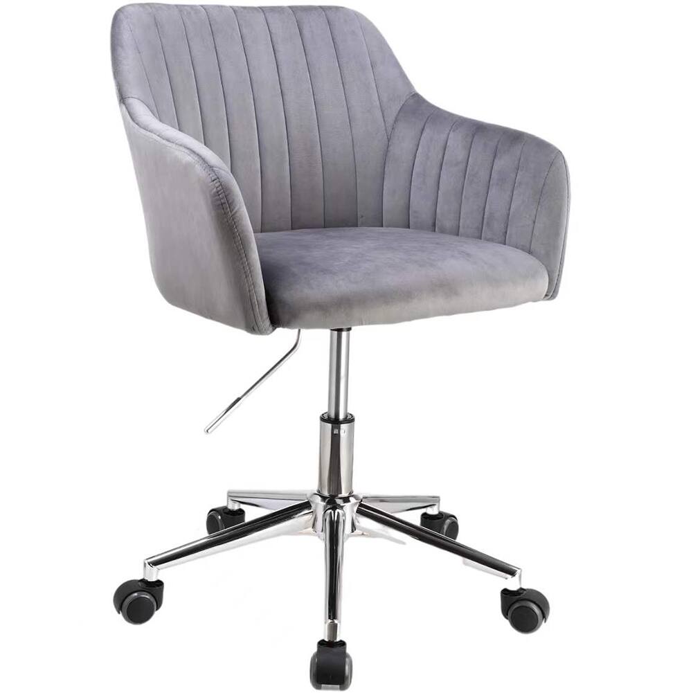 Modern Home Marceaux Modern Mid-Back Office Task Chair Stainless Steel Base, Height-Adjustable Rolling Accent Chair w/Wheels