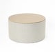 preview thumbnail 35 of 59, HomePop Round Storage Ottoman table with Wood Top Light Gray with Natural Top