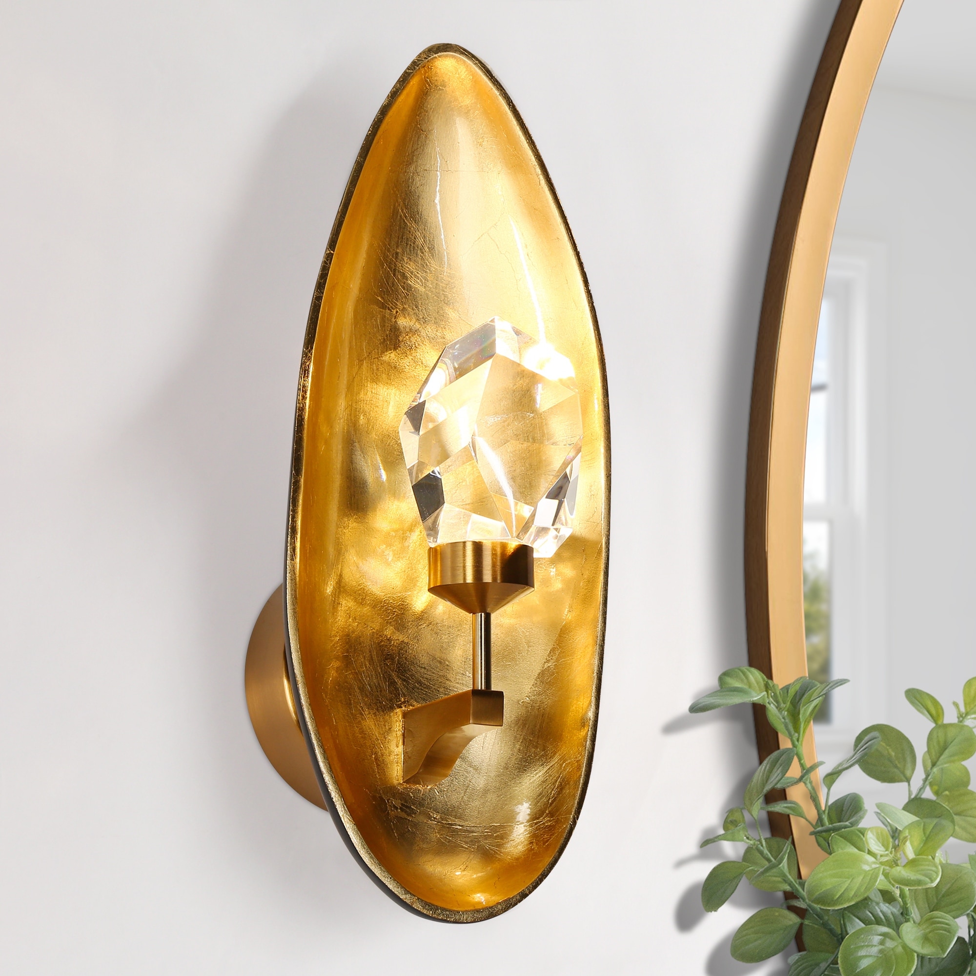 Modern 1-Light Black Gold Wall Sconce Bathroom Vanity Light - Dia. 6" x H 15"