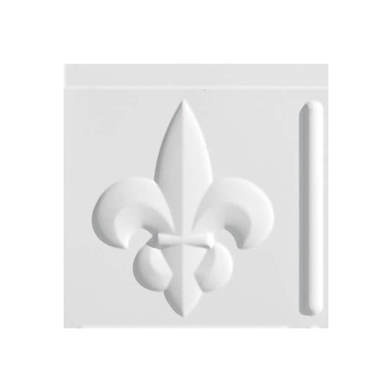 FASÄDE Fleur de Lis Decorative Vinyl Backsplash Panel - 6x6 Inch Sample - Matte White