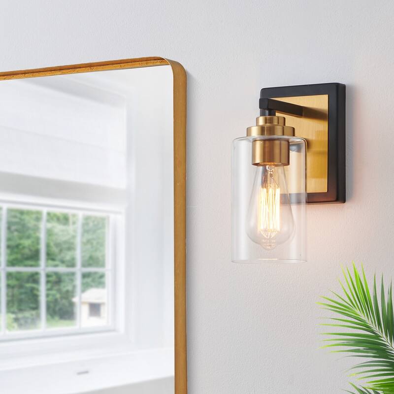 KAWOTI 9.5 Inch 1-Light Wall Sconce with Clear Glass Shade