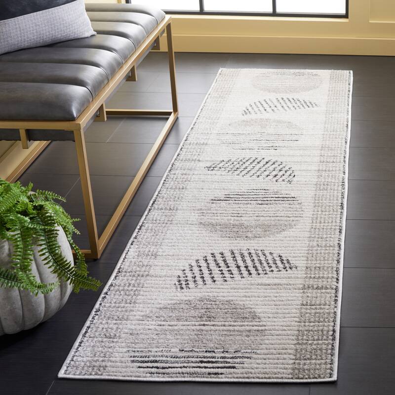 SAFAVIEH Alamo Areke Modern Rustic Rug - 2'2" x 8' Runner - Ivory/Grey