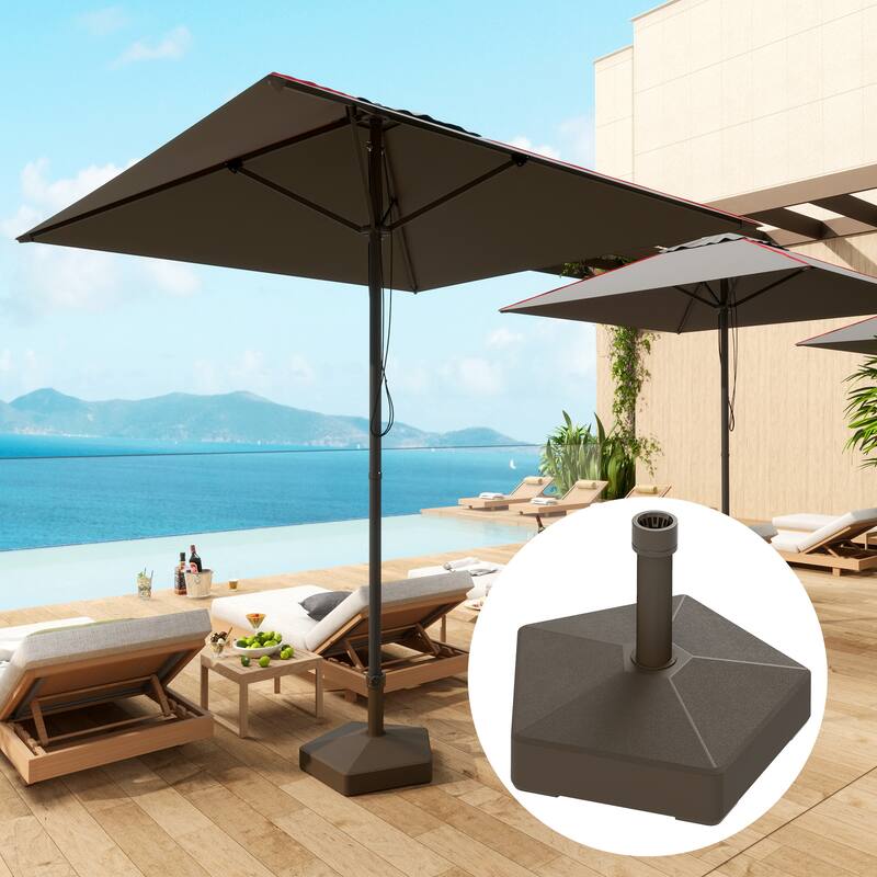 Outdoor Umbrella Base HDPE Patio Parasol Stand Fillable with Sand or Water - 22" L x 22" W x 14.2" H