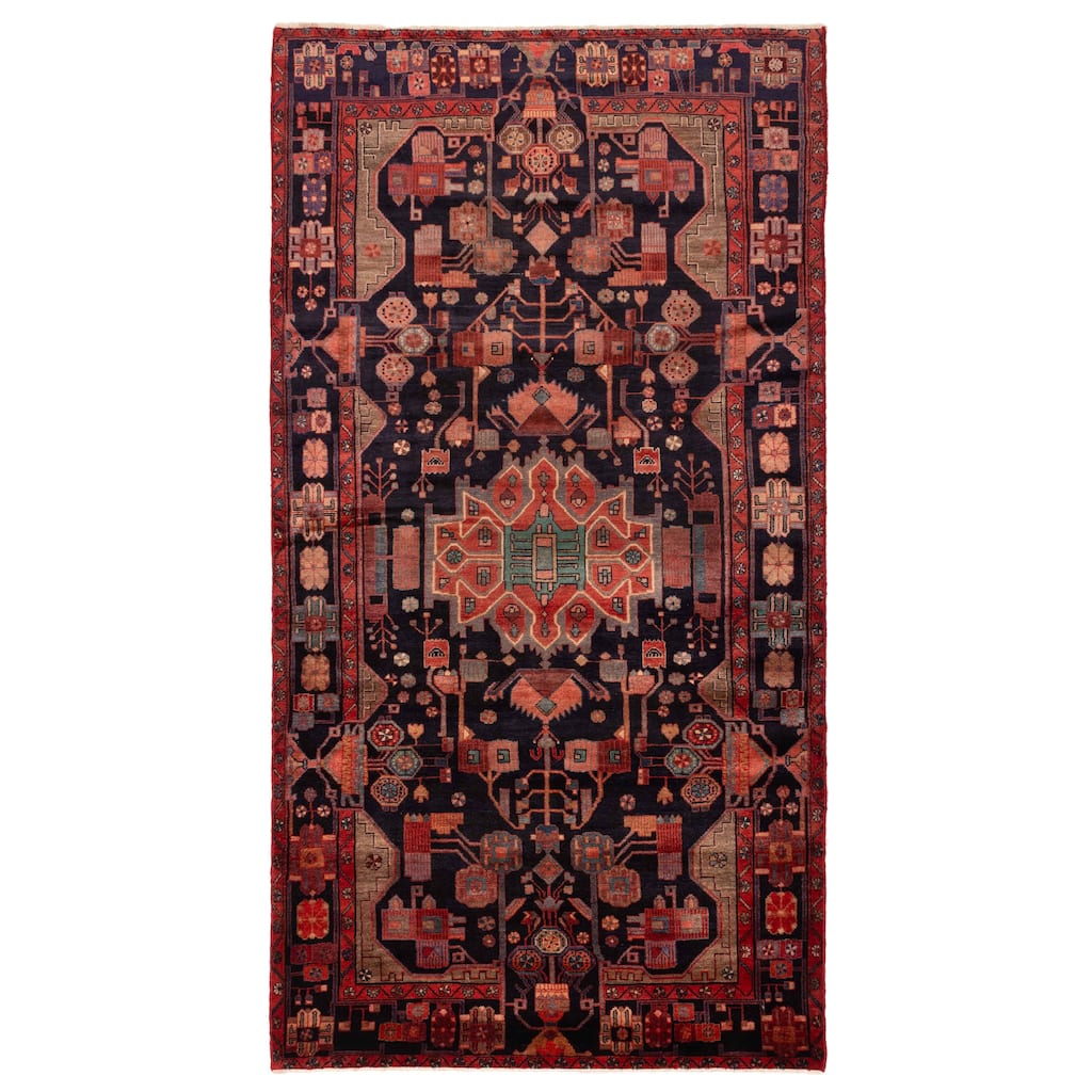 ECARPETGALLERY Hand-knotted Anadol Vintage Navy Wool Rug - 5'7 x 10'10