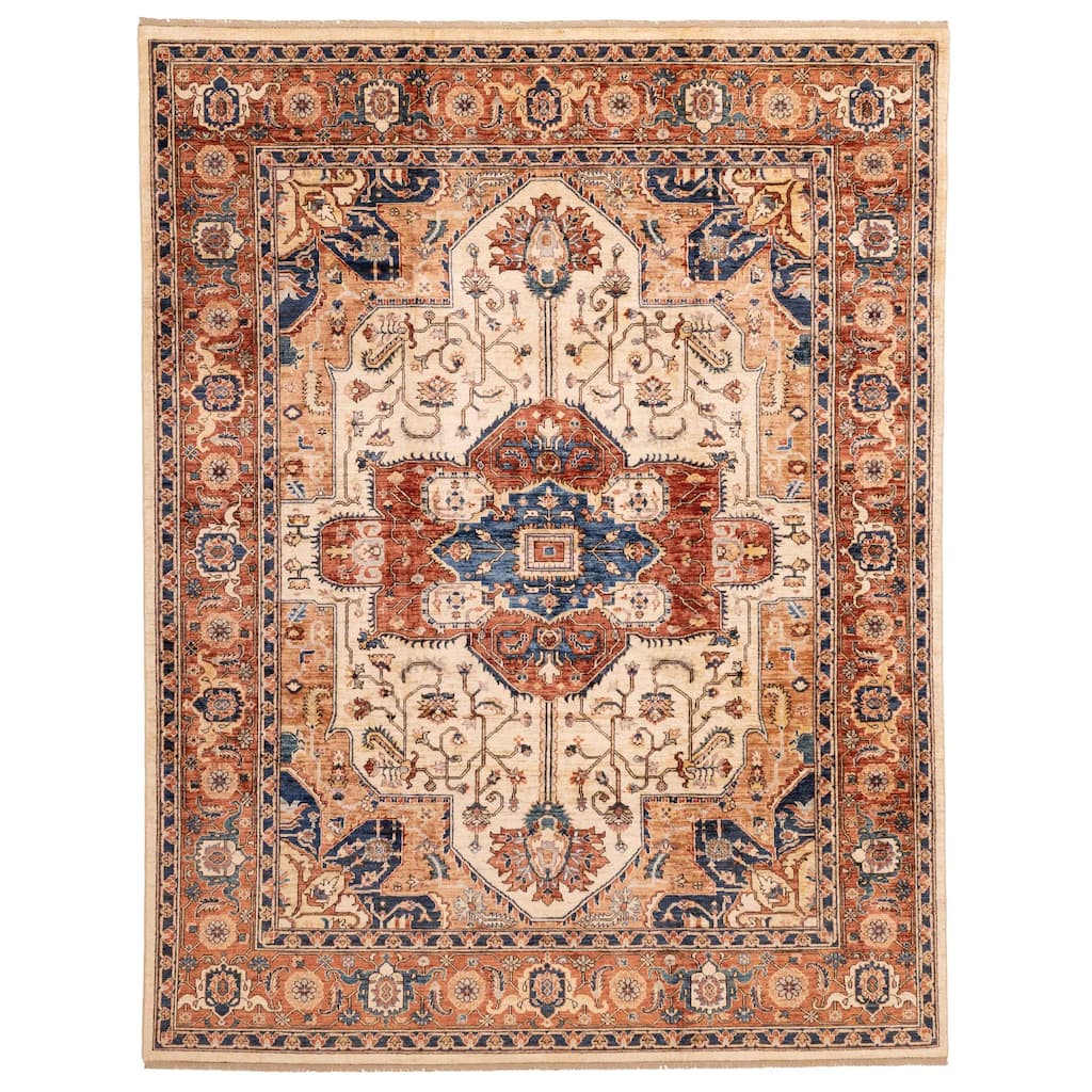 ECARPETGALLERY Hand-knotted Aryana Ivory Wool Rug - 8'0 x 9'11
