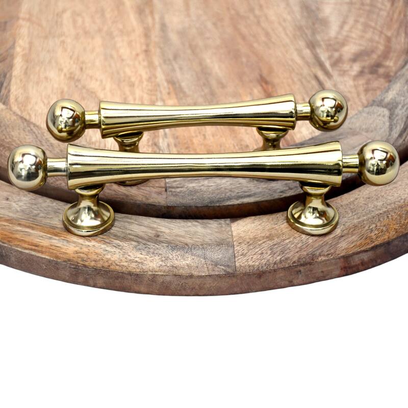 Sagebrook Home 25/29" Cylde Wood Trays, Round, 4"H, Solid Color, Set of 2 - 29" x 23" x 4"