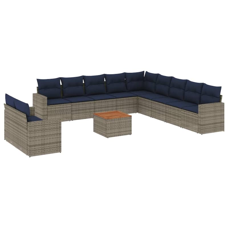 vidaXL Patio Sofa Set with Cushions Outdoor Furniture 12 Piece Poly Rattan - 25.8x 24.4x 27.2