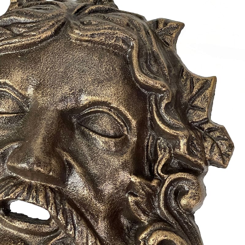 Cast Iron Green Man Wall Decor - Bronze Finish - 9.75 Inches Tall -