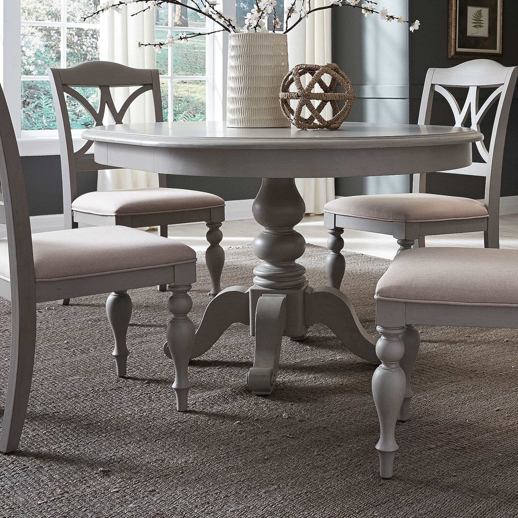 Summer House Dove Grey Round 5 Piece Pedestal Table Set On Sale Overstock 18620303