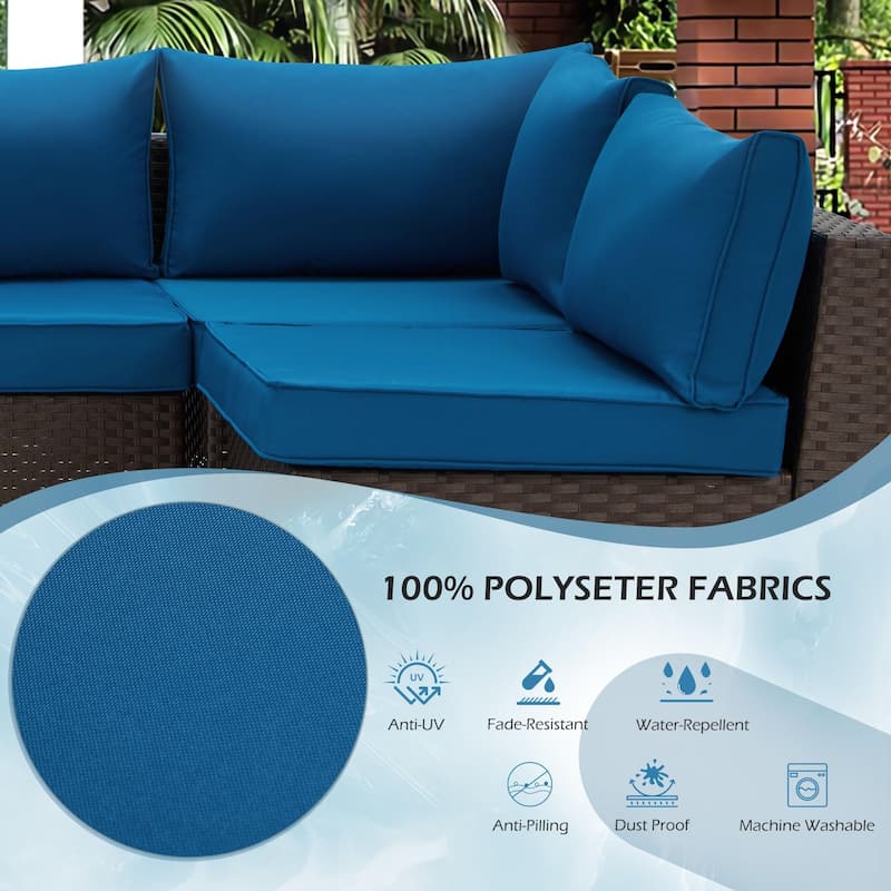 Outdoor Replacement Cushions for Patio Furniture, Waterproof & Non-Slip 4" Sofa Cushions, 6-Seat Conversation Sets, UV-Resistant
