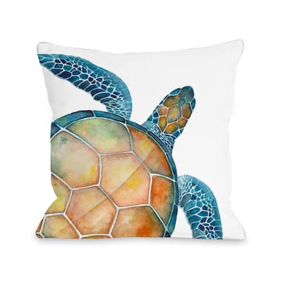 Oversized Sea Turtle Indoor - Outdoor Throw Pillow
