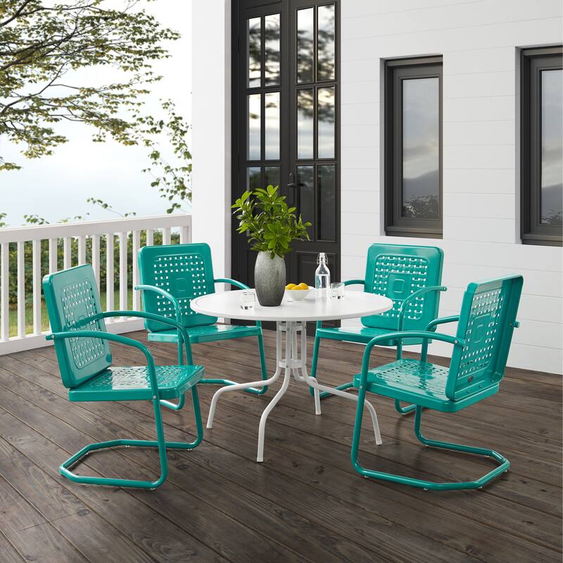 Crosley Bates Steel Outdoor 5-piece Dining Set - 101 W x 101 D x 31 H - Turquoise
