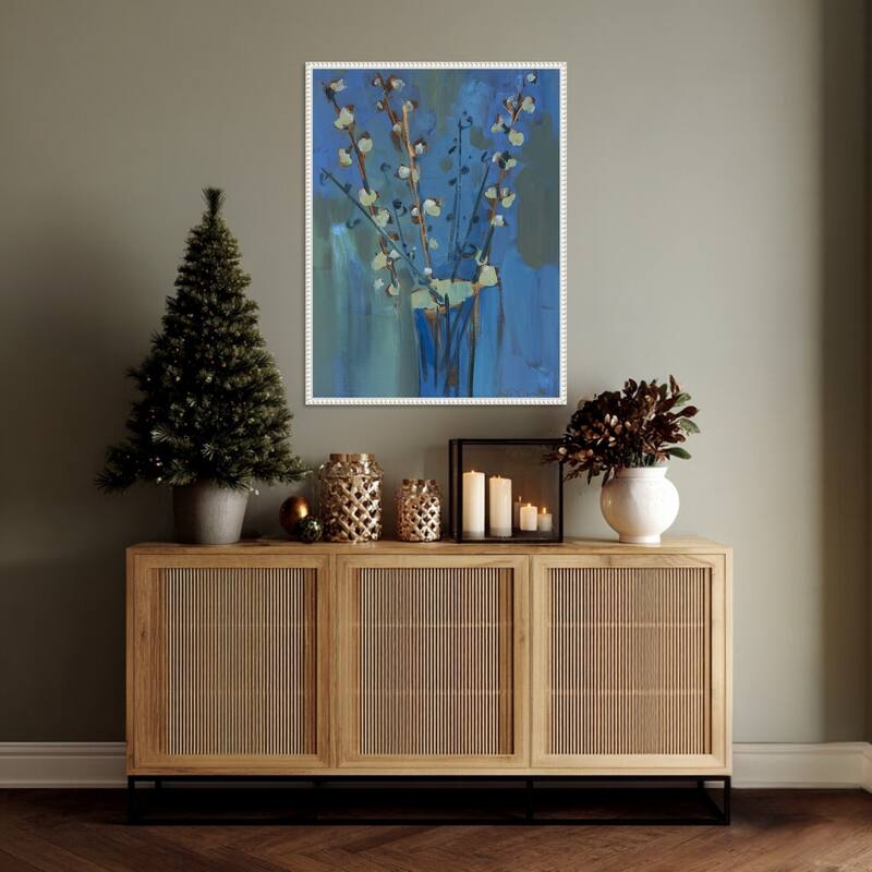 Winter Willow II by Erin McGee Ferrell (23 x 30 in.), Framed Canvas Wall Art Print - Sylvie Beaded White