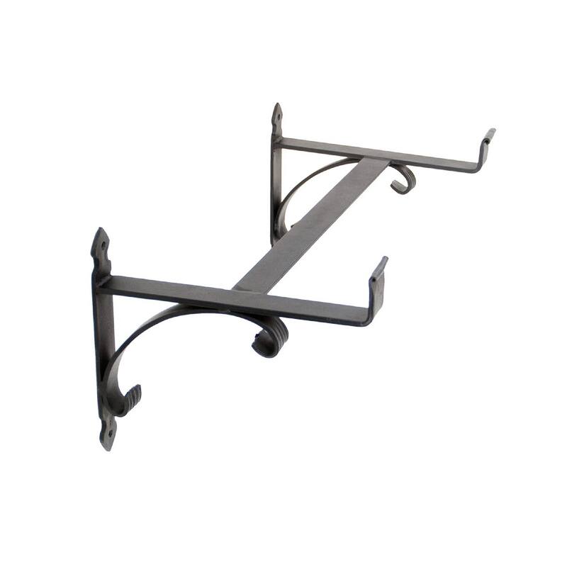 Achla Designs Scrolls Flower Box Bracket, 24 Inch Long, Black Powder Coat Finish