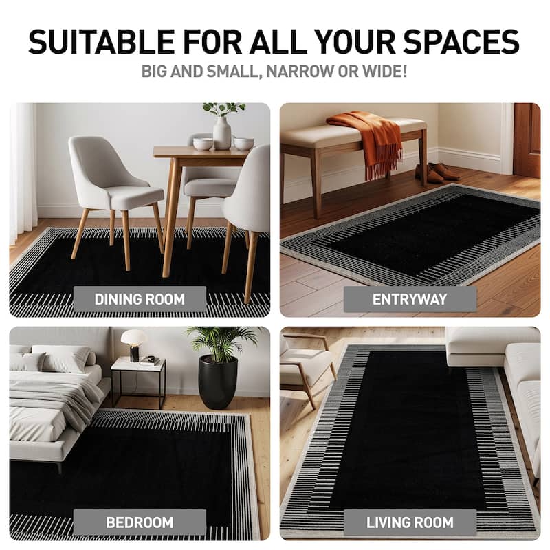 World Rug Gallery Modern Abstract Bordered Area Rug for Living Room, Bedroom, or Entryway - Low Pile Indoor Rug