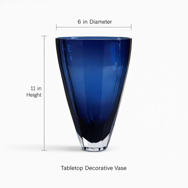 Royal Blue 11" Minimalist Cylinder Glass Vase for Elegant Modern Decor