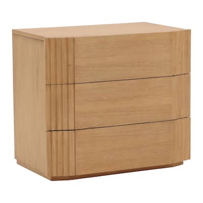 Alpine 3-Drawer Rubberwood Nightstand, Natural