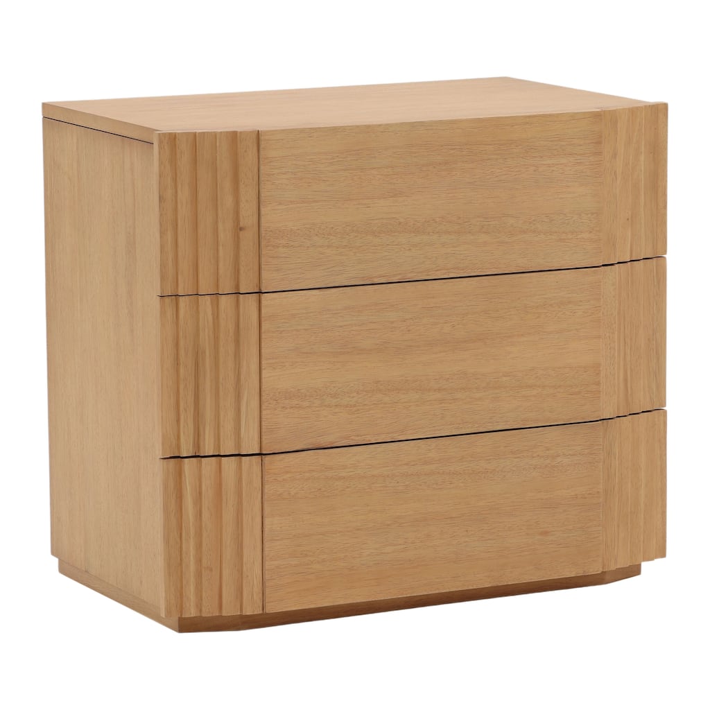 Alpine 3-Drawer Rubberwood Nightstand, Natural