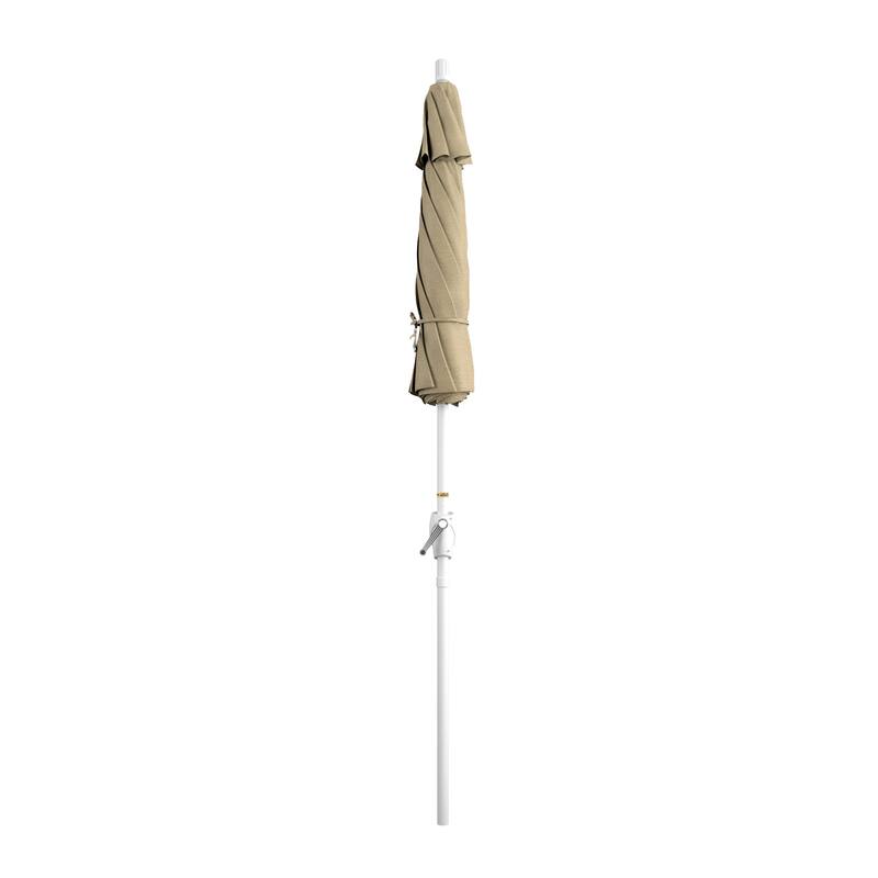 California Umbrella 7.5' Round Crank Lift Push Button Tilt White Aluminum Patio Umbrella Sunbrella