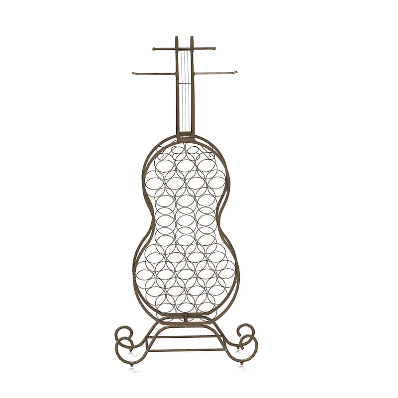 Featured Wine Storage Home Bar for Liquor, Freestanding Wine Rack with Storage Bottle, Cello Shaped Wine Bakers Rack