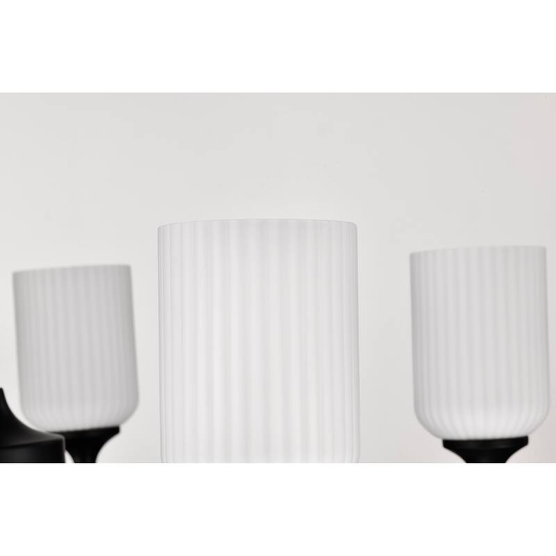 Solara 5 Light Chandelier Matte Black Finish Frosted Ribbed Glass - Matte Black