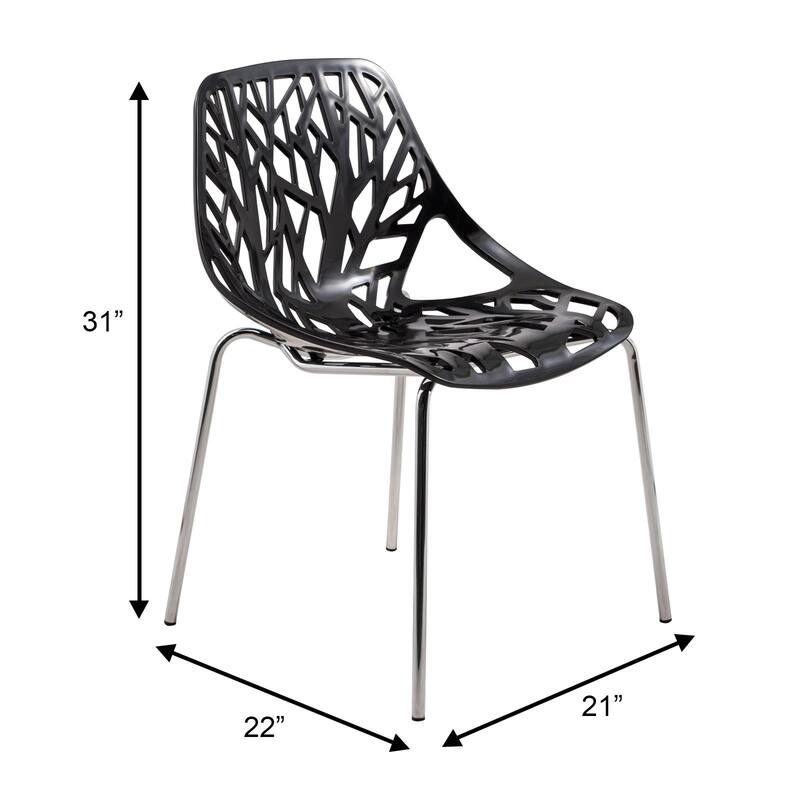 Asbury Modern Stackable Dining Chair with Chrome Stainless Steel Legs Side Chair for Indoor and Outdoor (Set of 4)