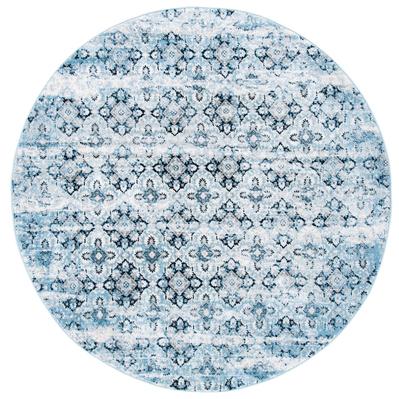 SAFAVIEH Lagoon Nejla Distressed Rug - 6'7" Round - Navy/Ivory
