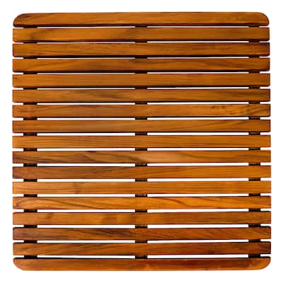 Nordic Style Teak Oiled Square Shower and Bath Mat 24" x 24"