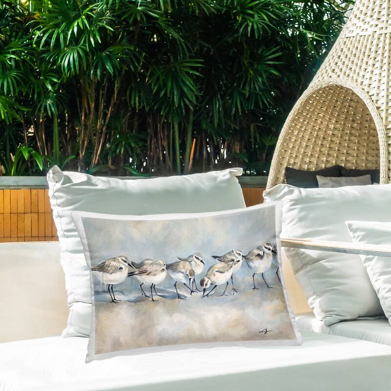 Stupell Sandpiper Birds Mirage Printed Outdoor Throw Pillow Design by Ramona Murdock