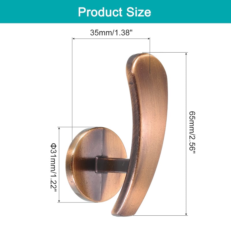 Aluminum Alloy Wall Mounted Curtain Holdback Drapery Holder Hook - Copper - 2Pcs