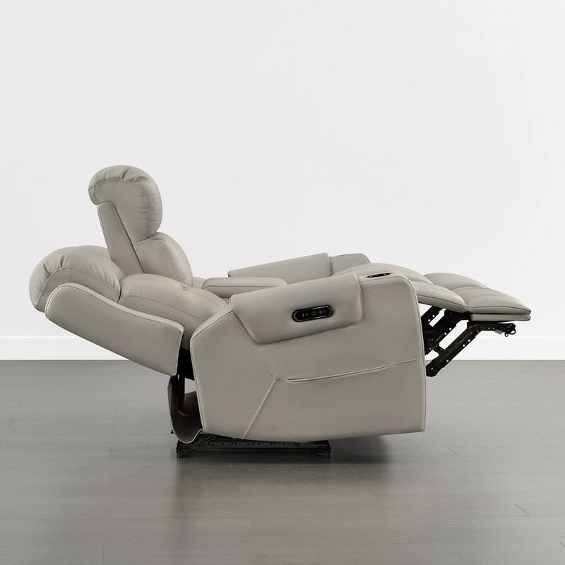 Spruce & Spring Genuine Leather Power Reclining Sofa with Wireless Charging