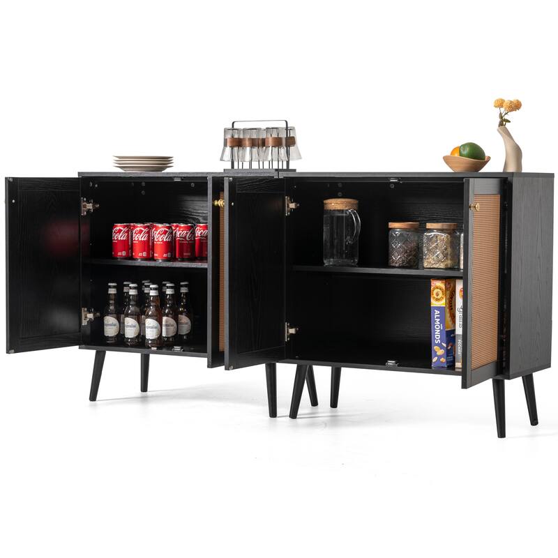 Nuu Garden Accent Storage Cabinet, Sideboard Buffet Cabinet with Rattan Doors