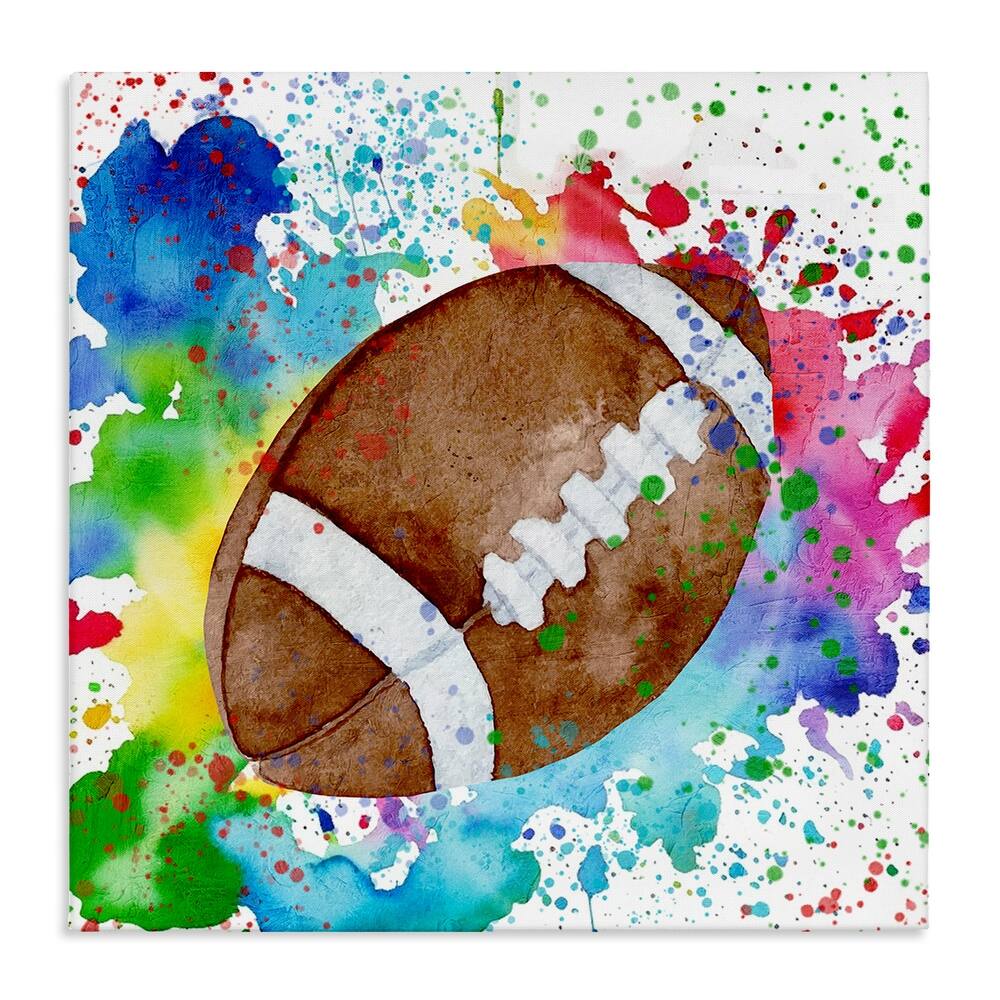 Stupell Vivid Splash & Football Canvas Wall Art Design By Kim Allen