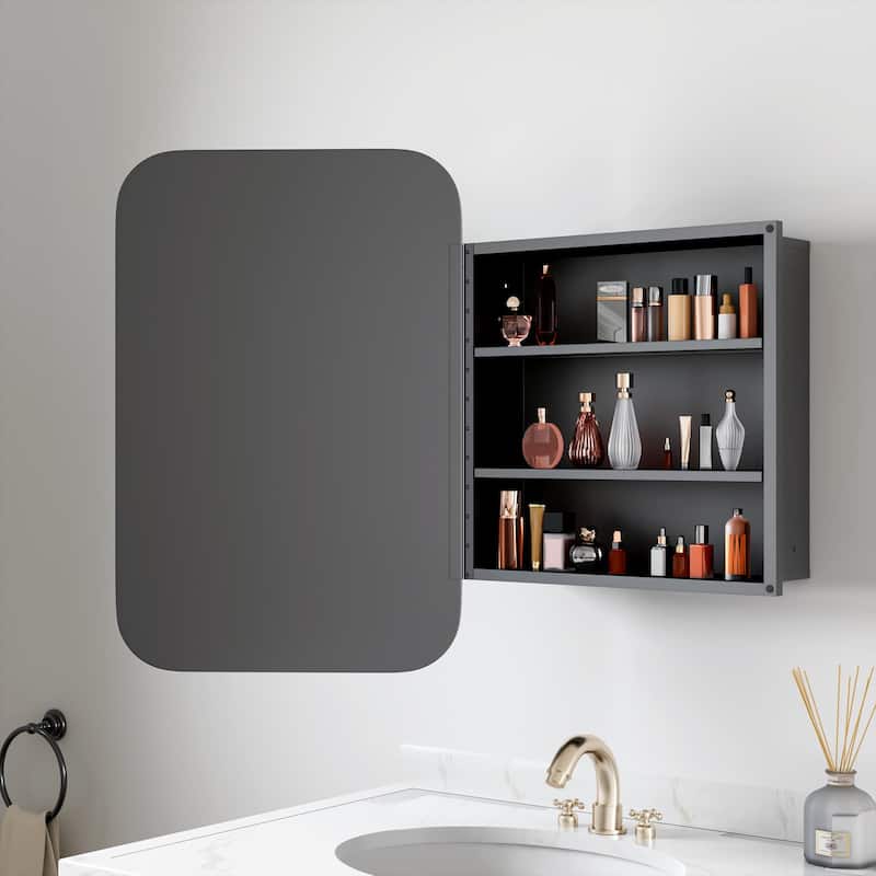 Dovelina Wall Medicine Cabinet Mirror Cabinet Multifunctional Wall-Mounted Mirrored Cabinet with Magnetic Doors