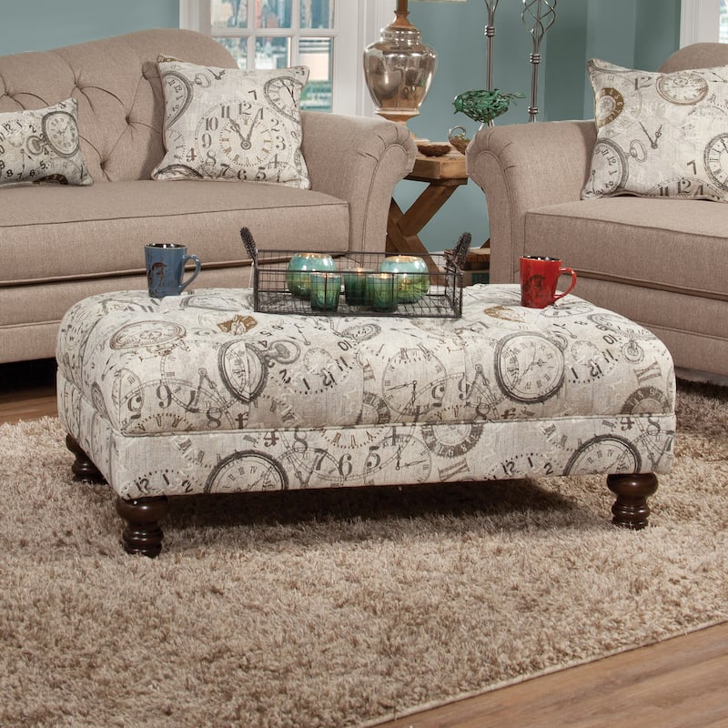 Roundhill Furniture Charbilia Fabric Tufted Cocktail Ottoman