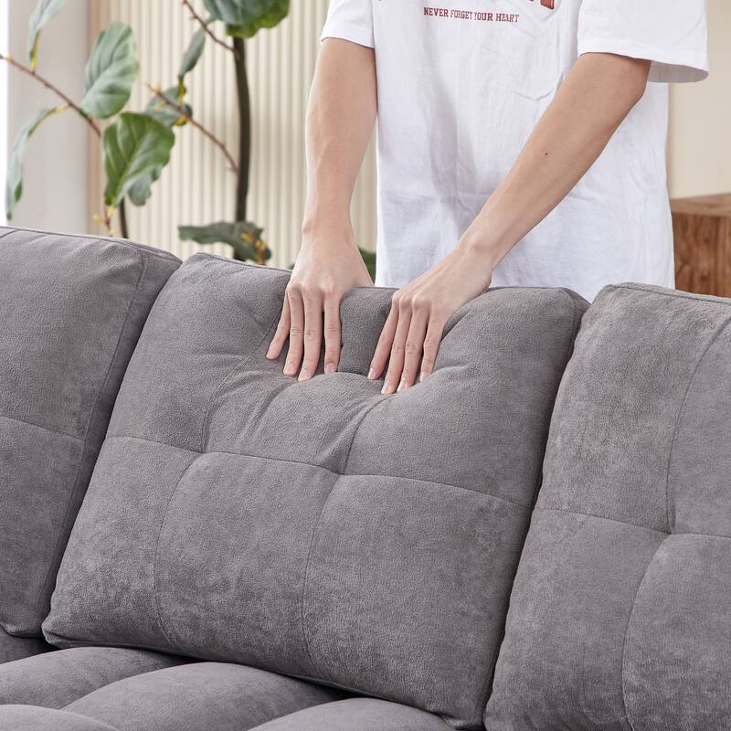 78.75" Chenille L-Shaped Reclining Sofa Bed with USB-C Charging, Storage and Arm Organizer