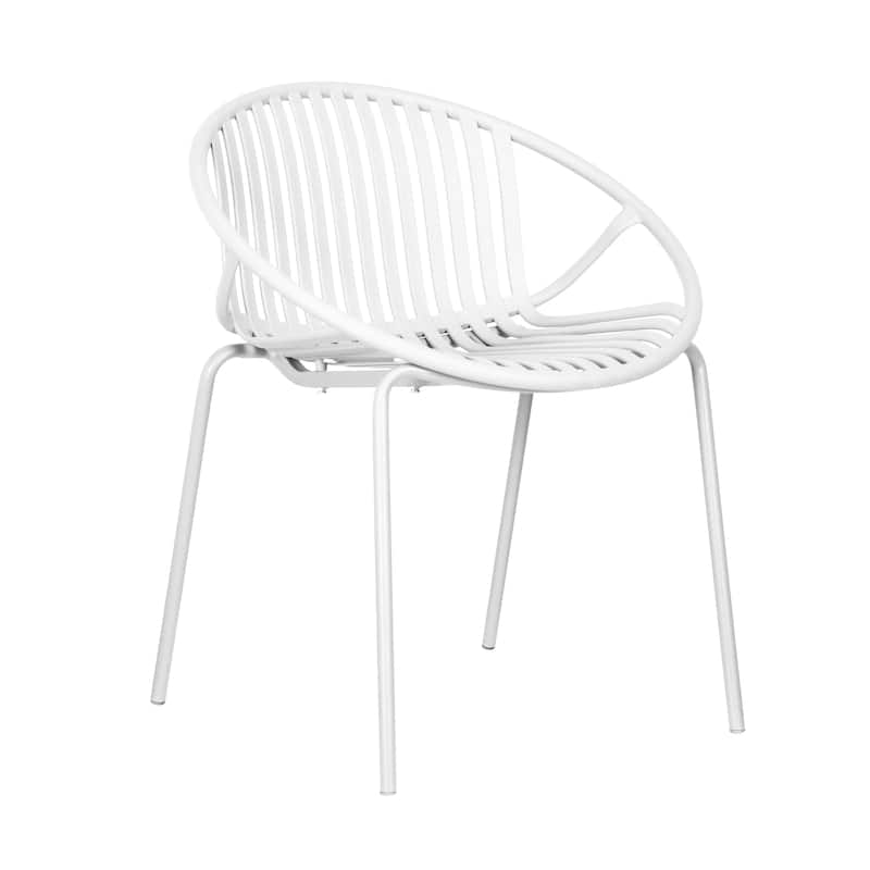 Patio Dining Chairs Set of 2 Modern Stackable Chairs with Breathable Plastic Backrest and Metal Legs for Outdoor, Backyard