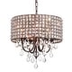preview thumbnail 9 of 10, Antique Copper 4-Light Beaded Drum Shade Chandelier with Crystals - Antique Copper