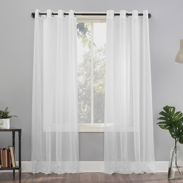 No. 918 Emily Voile Sheer Grommet Curtain Panel, Single Panel - 59x120 - White