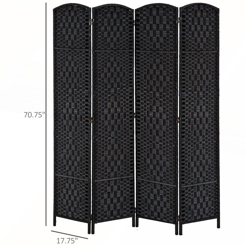 6' Tall Wicker Weave 6 Panel Room Divider Privacy Screen