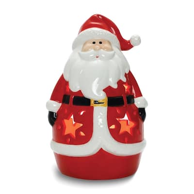 Curata Santa Led Lighted Ceramic Lantern
