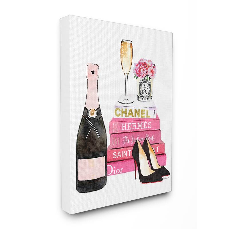 Stupell Glam Pink Fashion Books Stretched Canvas Wall Art - 24 x 30