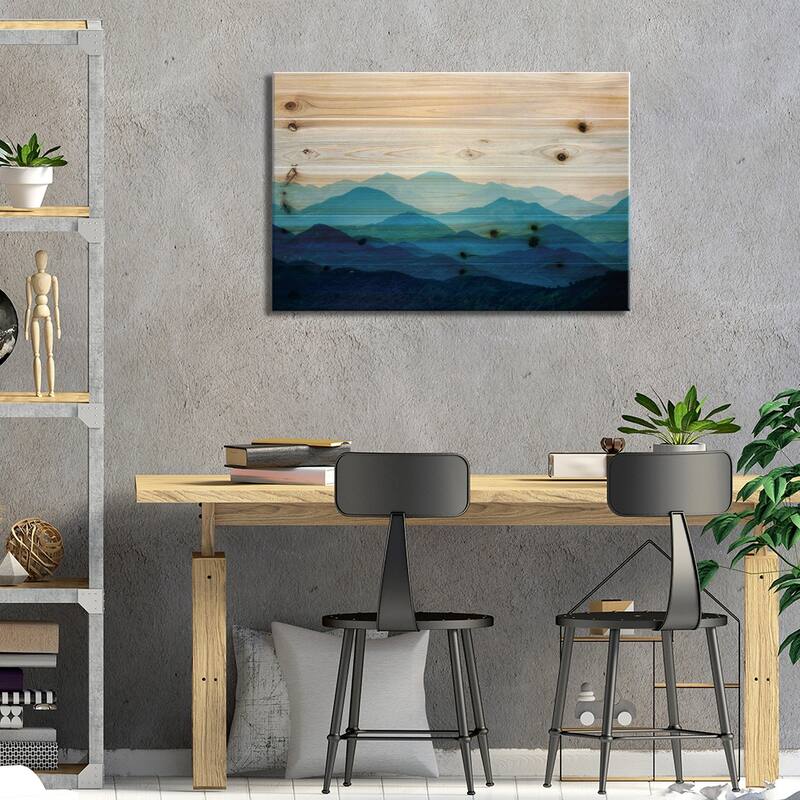 Blue Mountains Print On Wood by PhotoINC Studio - Multi-Color