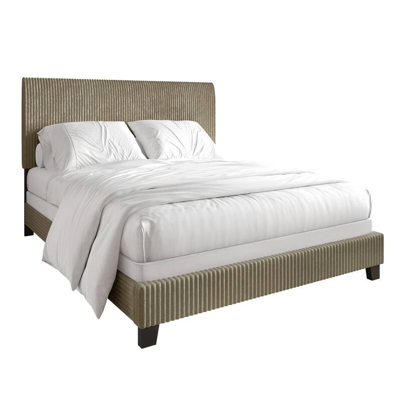 CraftPorch Corduroy Elegant and Chic Velvet Upholstered Bed