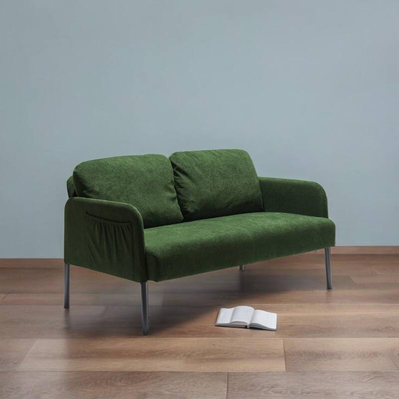 2 Seater Polyester Fabric Sofa, Modern Loveseat Sofa, Comfy Small Couches for Small Space Living Room, Bedroom, Office