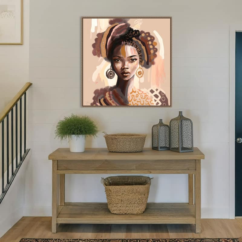 Amara by Bella Eve Framed Canvas Wall Art Print - Sylvie Beaded Gold