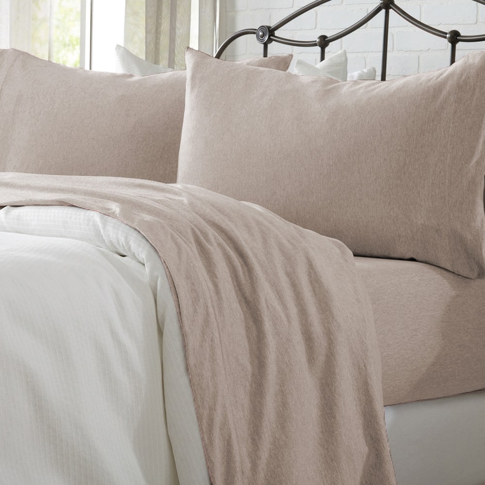 Linery & Co. Heathered Melange Cotton Jersey Knit Sheet Set