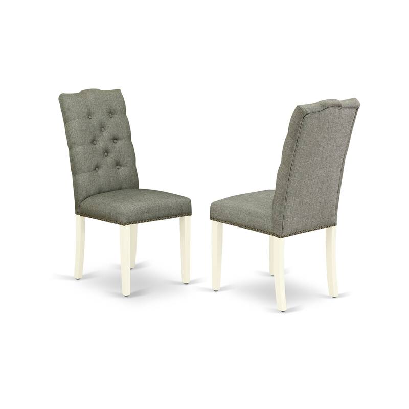 East West Furniture 5 Piece Dining Set- a Round Dining Table with Pedestal and 4 Linen Fabric Kitchen Chairs, (Finish Options)