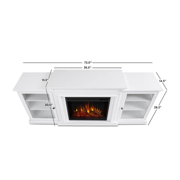 dimension image slide 3 of 2, Frederick 72" Electric Media Fireplace in White by Real Flame - 72L x 15.5W x 30H